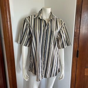 100% Cotton Casual Striped Button-Down Shirt for Men
